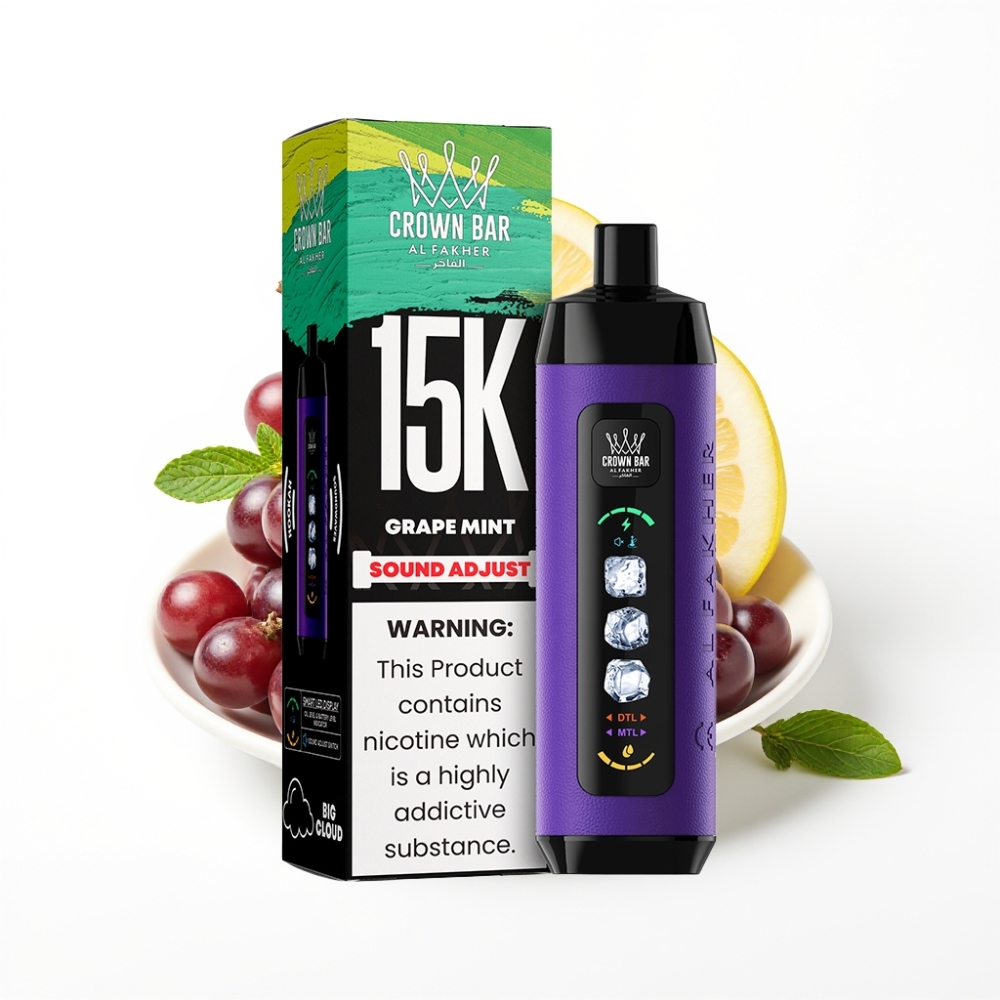 Al Fakher 15K Ice Adjust Clouds Disposable Device 22mL Grape Mint Mesh Coil