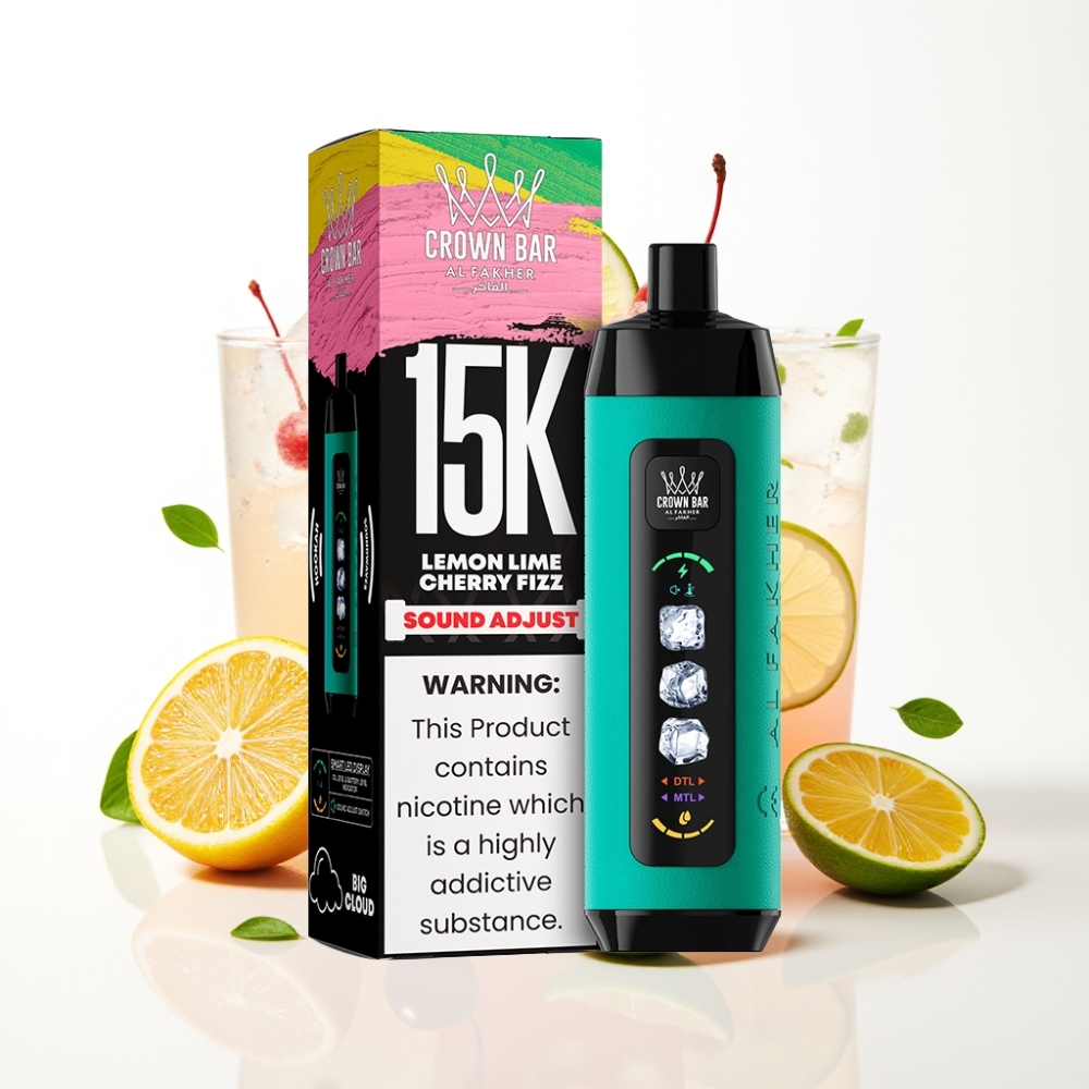 Al Fakher 15K Ice Adjust Clouds Disposable Device 22mL Mesh Coil Lemon Lime Cherry Fizz