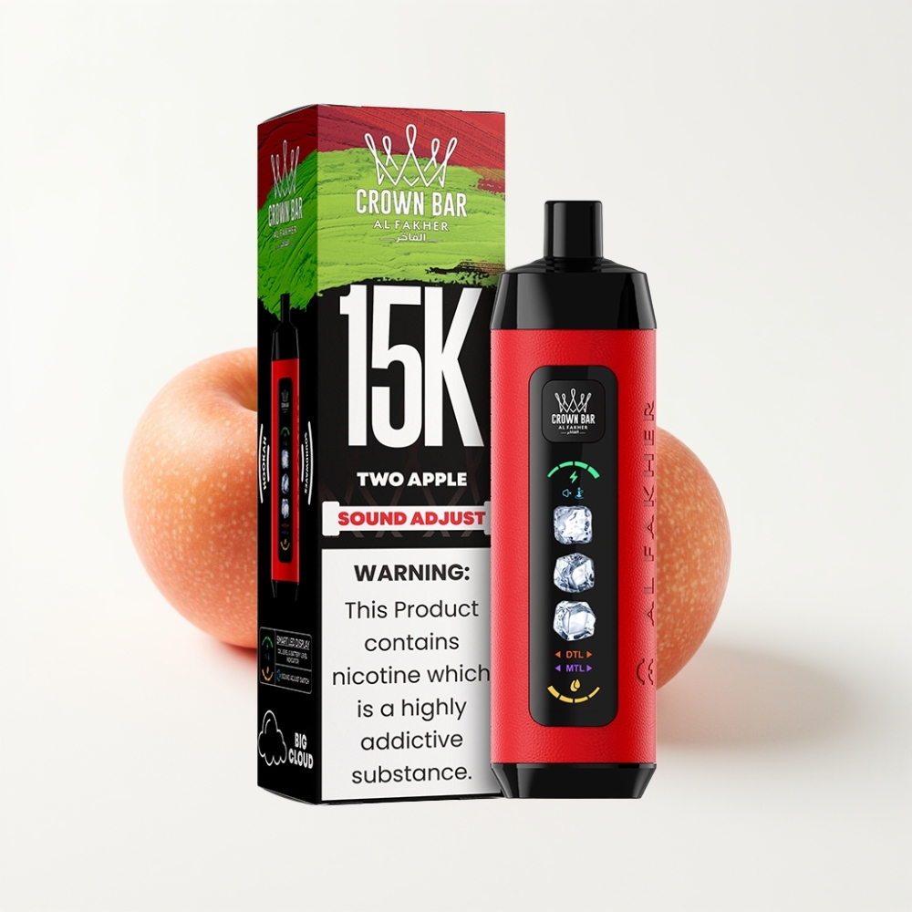 Al Fakher 15K Ice Adjust Clouds Disposable Device - 22ml Mesh Coil, Two Apple