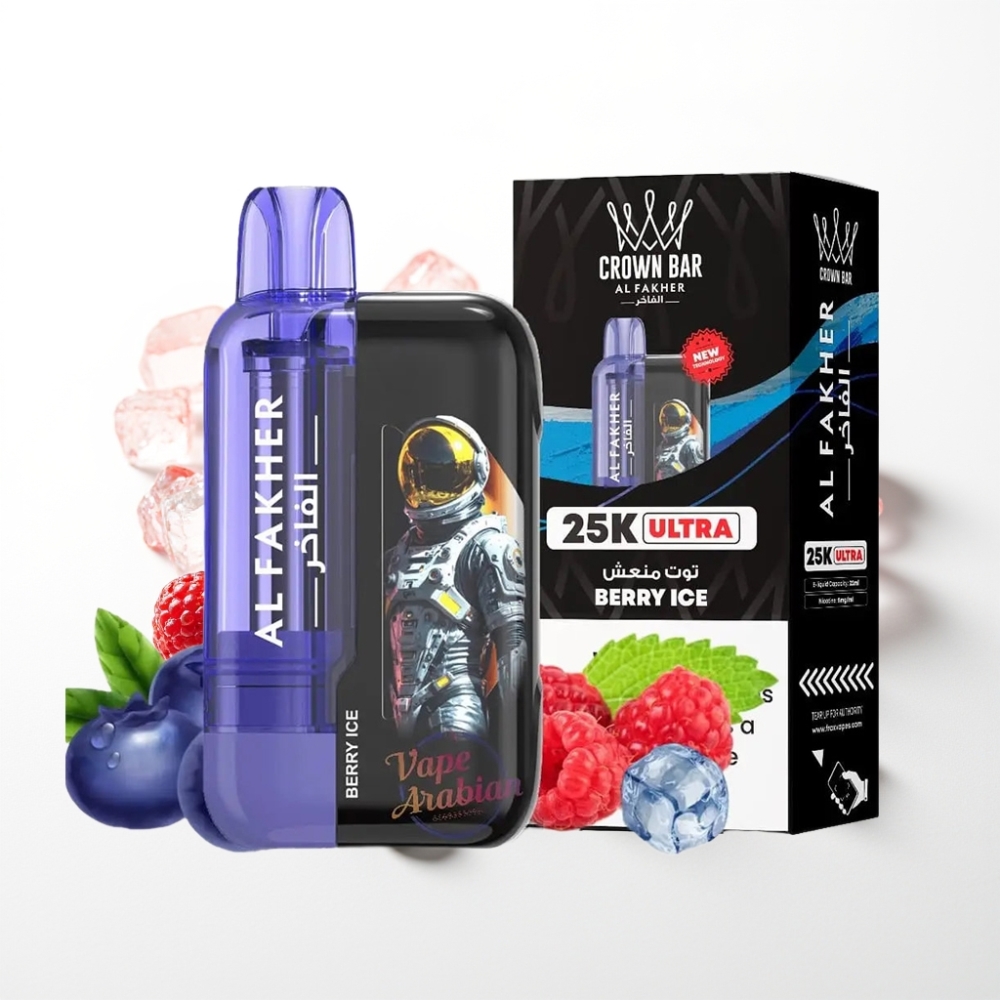 Al Fakher Crown Bar Ultra 25K Berry Ice LED Display Mesh Coil Disposable Vape