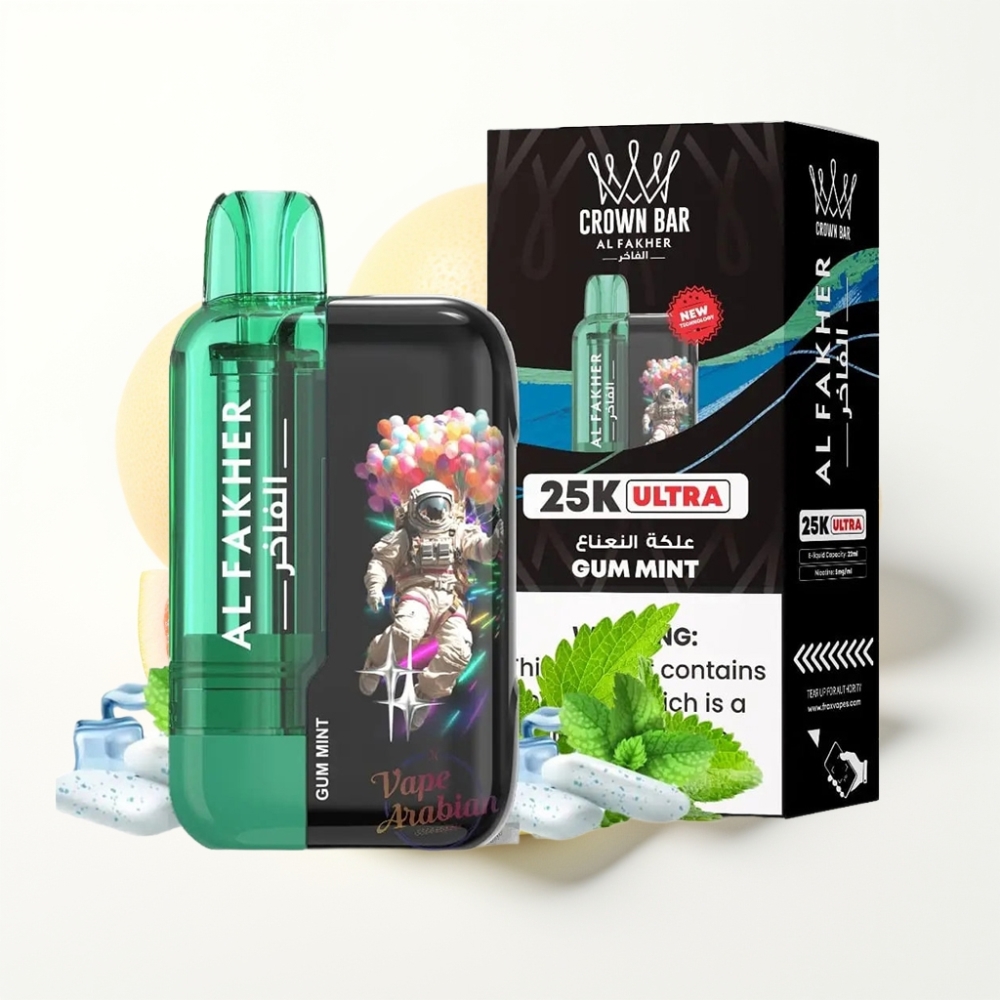 Al Fakher Crown Bar Ultra 25K Disposable Vape 22ml 50mg Gum Mint Mesh Type-C