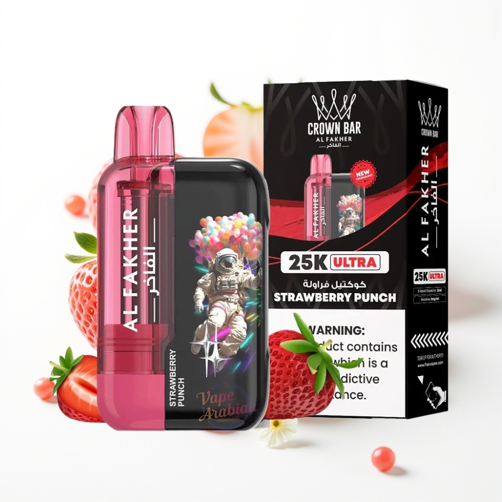 Al Fakher Crown Bar Ultra 25K Disposable Vape Strawberry Punch 22mL Mesh