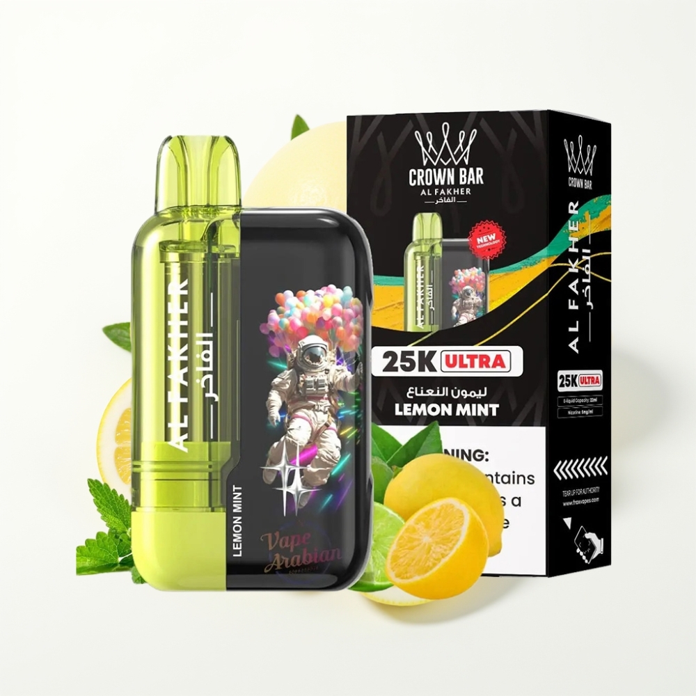 Al Fakher Crown Bar Ultra 25K LED Type-C Lemon Mint Disposable Vape