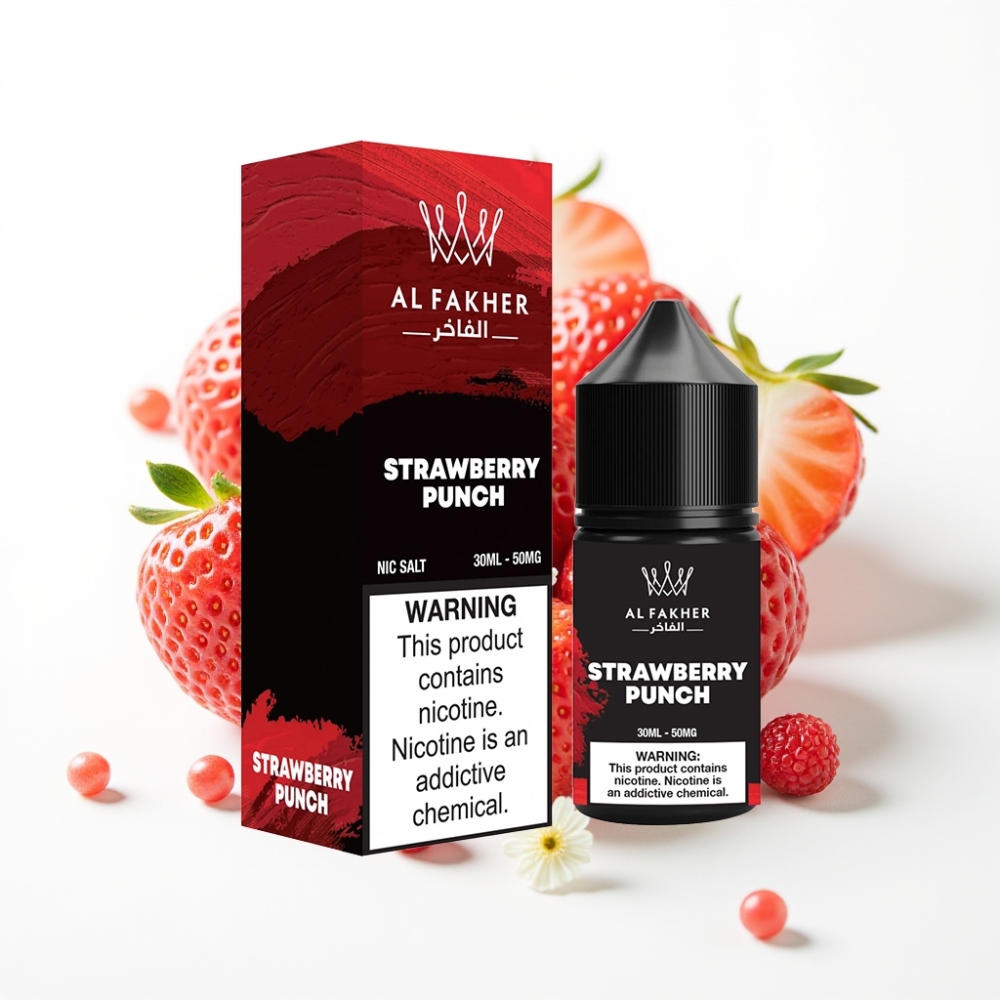 AL Fakher Nicotine Salt E-Liquid 50MG Strawberry Punch Pod Vape Juice 30ml