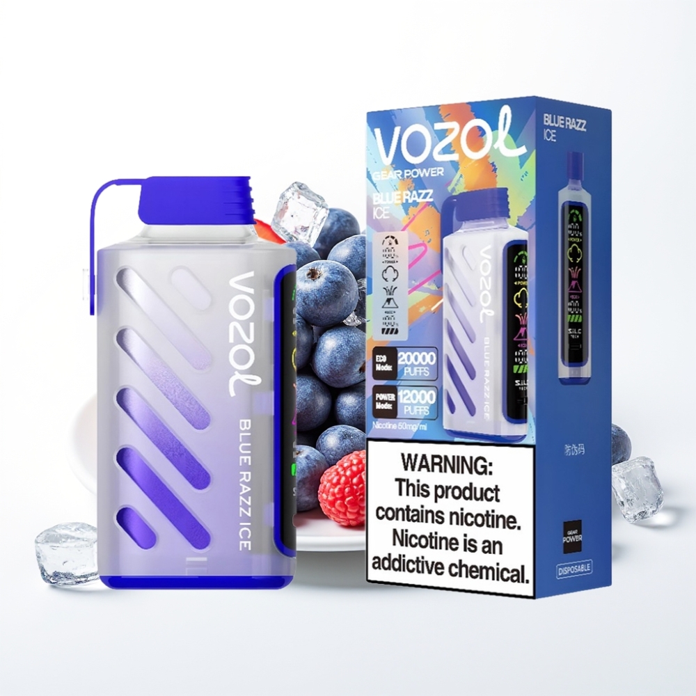 VOZOL Gear Power 20000 Puffs Dual Mesh Coil Blue Razz Ice Disposable Vape