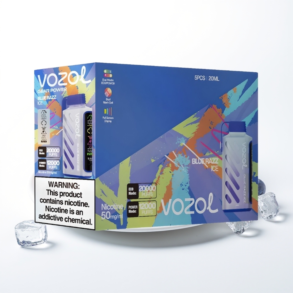 VOZOL Gear Power 20000 Puffs Dual Mesh Coil Blue Razz Ice Disposable Vape