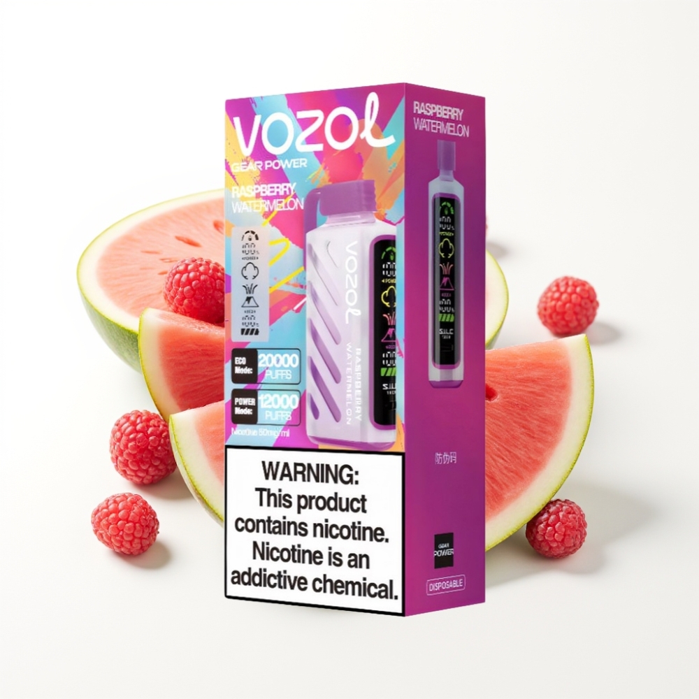 VOZOL Gear Power 20000 Puffs Dual Mesh Coil Raspberry Watermelon Disposable Vape