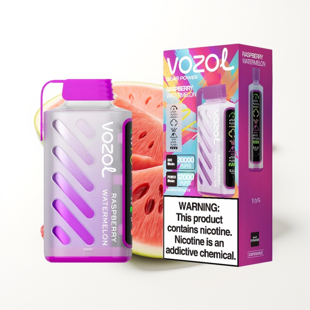 VOZOL Gear Power 20000 Puffs Dual Mesh Coil Raspberry Watermelon Disposable Vape