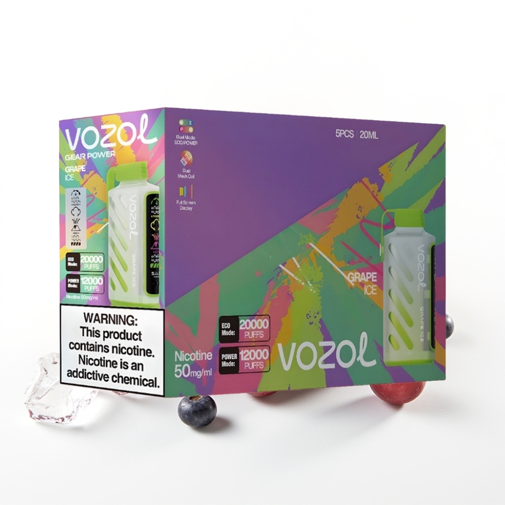 VOZOL Gear Power 20000 Puffs Grape Ice Dual Mesh Coil 20mL 50mg