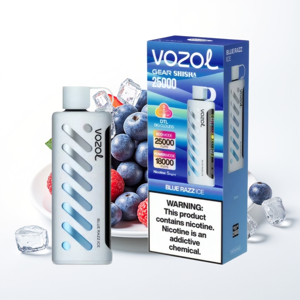 VOZOL Gear Shisha 25000 Puffs Dual Mesh Blue Razz Ice Disposable Vape