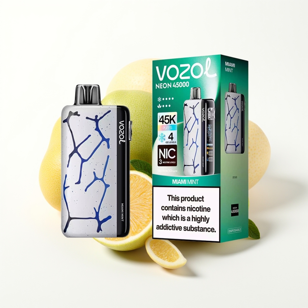 Vozol Neon 45K 45000 Puffs Adjustable Ice Airflow Disposable Vape Miami Mint