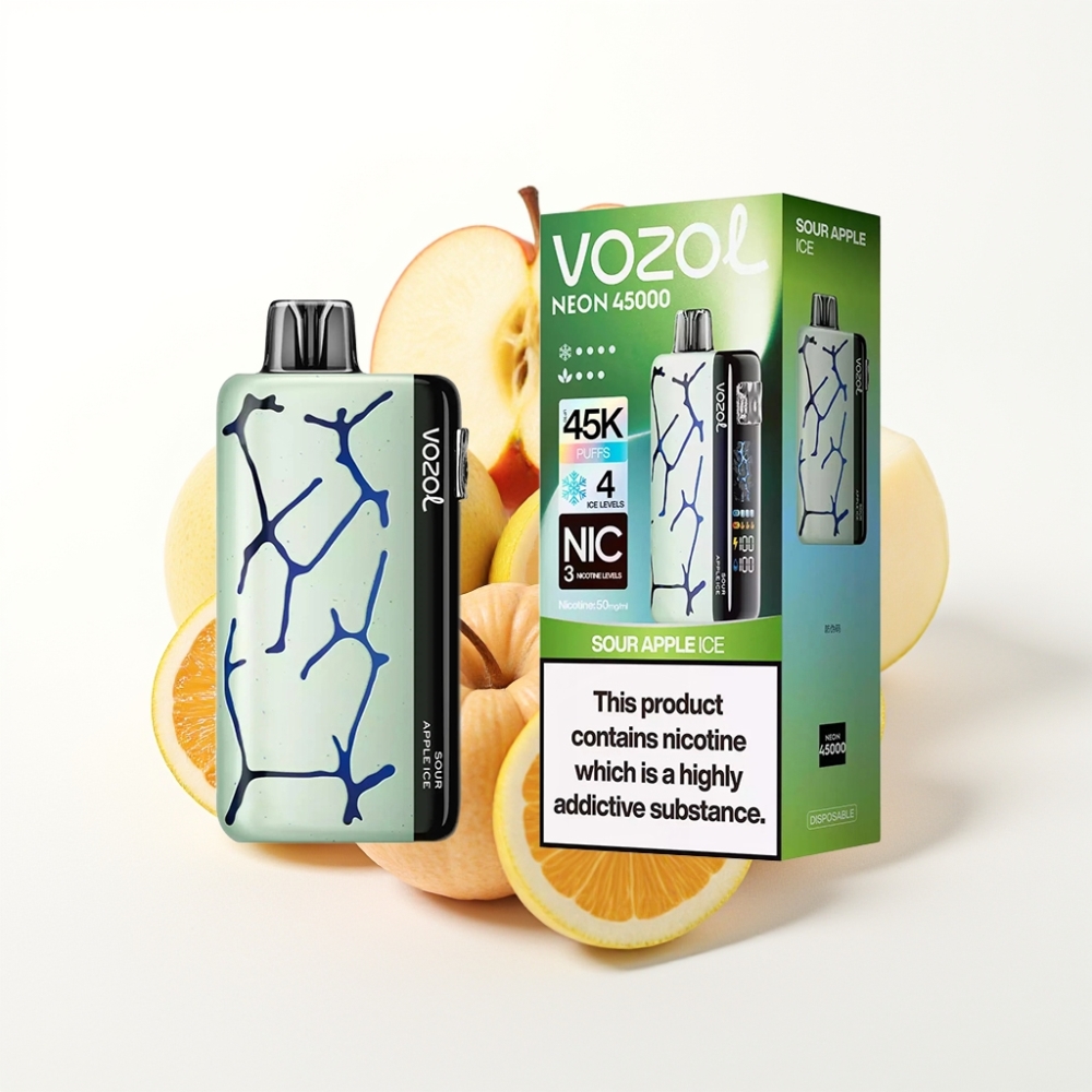 Vozol Neon 45K 45000 Puffs Adjustable Ice Airflow Disposable Vape Sour Apple Ice