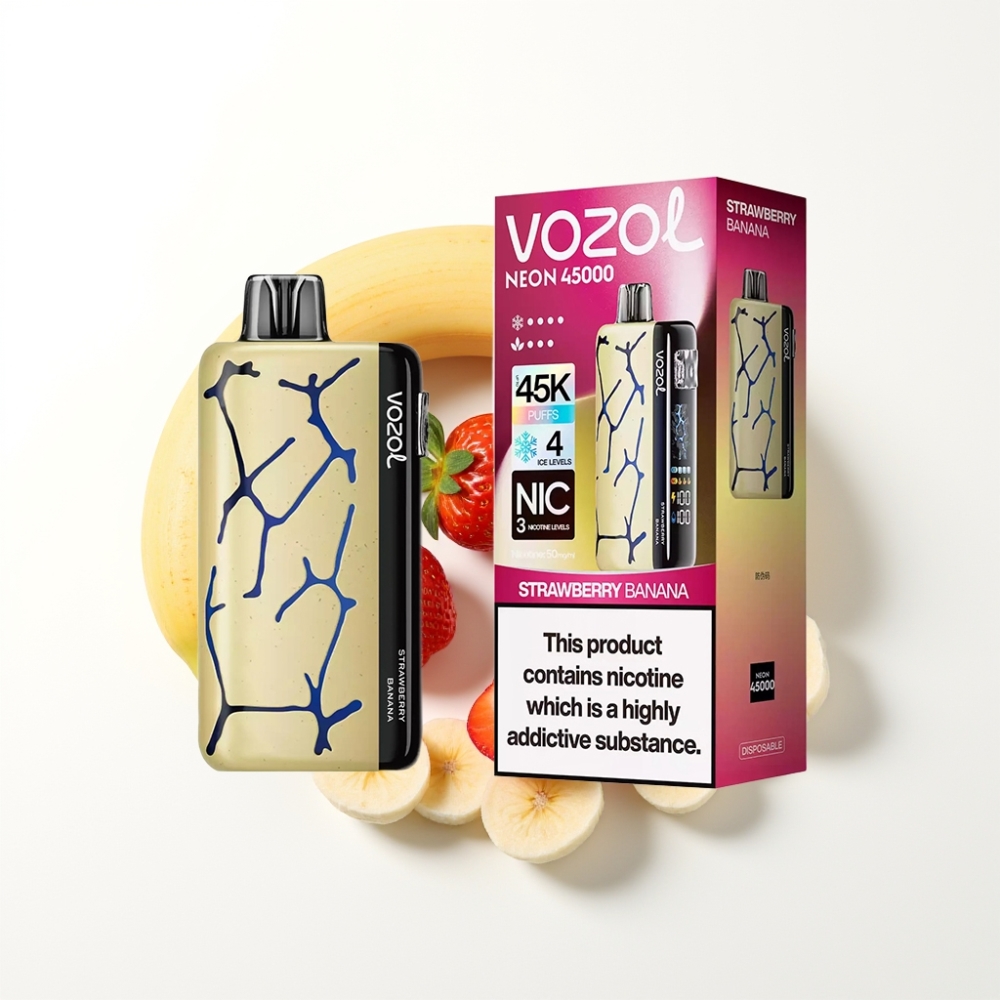 Vozol Neon 45K 45000 Puffs Adjustable Ice Airflow Disposable Vape Strawberry Banana