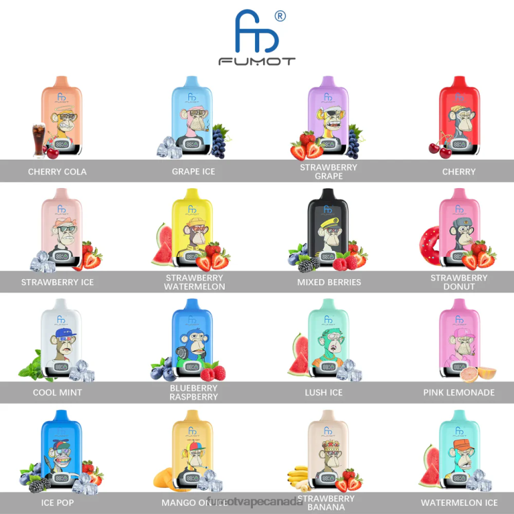 Fumot Digital Box 8D68N146 Disposable Vape Pod 12000 - 20ML (1 Piece) Strawberry Banana Fumot tech