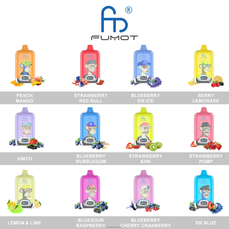 Fumot Digital Box 8D68N151 Disposable Vape Pod 12000 - 20ML (1 Piece) Strawberry Pomp (pomegranate) Fumot vape Canada