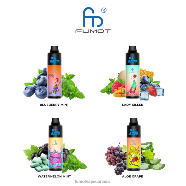 Fumot DTL 8D68N414 8000 Disposable Vape Pen - 16ML (1 Piece) Black Currant Mint Fumot Canada
