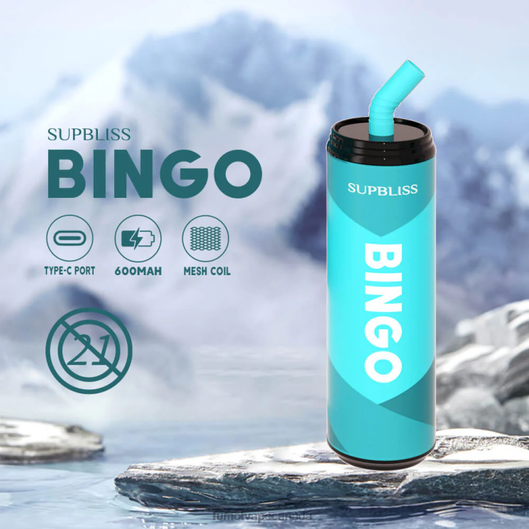 Fumot Supbliss Bingo 8D68N465 9000 Disposable Vape Pen (1 Piece)- 18ML Blueberry Raspberry Fumot shop